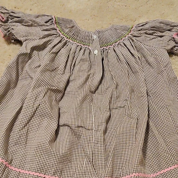 Smocked Gingham Girls Owl Dress 12m - Picture 5 of 5